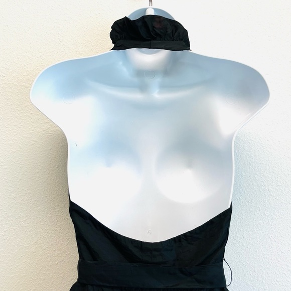 Albert Capraro Vintage Black Ruffle Edge Halter Wrap Dress - Picture 7 of 10